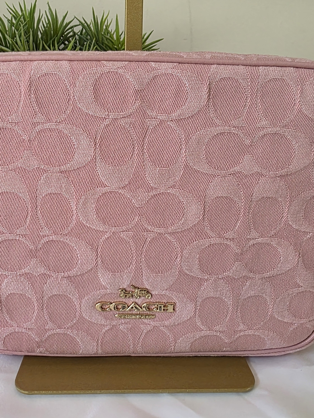 Coach Carey Crossbody Shoulder Bag Light Pink Signature Denim Jacquard - New - Picture 3 of 13